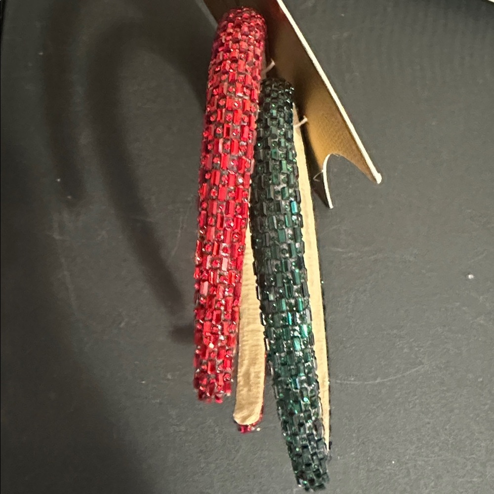Piper K beaded red and green set of 2 headbands - Picture 2 of 2